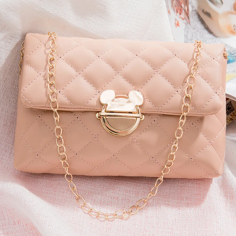 Disney Mickey Mouse Ladies Shoulder Bag with Chain High Quality Fashion Luxury Clutch Bag Shoulder Bag Casual Style Phone Bag