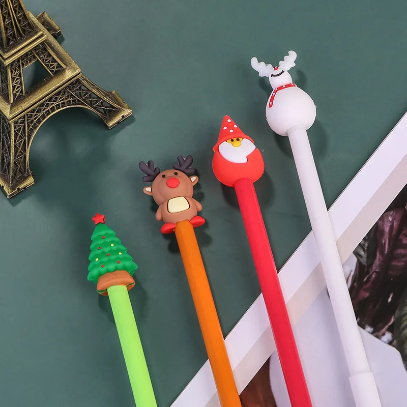 40 Pcs Christmas Neutral Pen Creative Santa Claus Black Cartoon 0.5mm Water Pen for Japanese Office School Stationery Supply