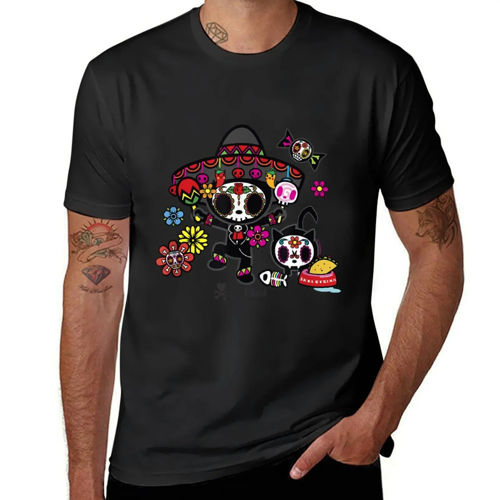 Tokidoki Halloween Day Of The Dead Adios & Skeletrino Shot T-Shirt cute clothes summer top Men's clothing