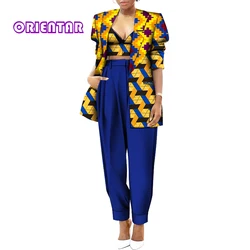 3 Pieces Women Set African Wax Print Crop Tops and Pants Suit 2021 New African Clothes Casual Outfits Africaine Femme WY641