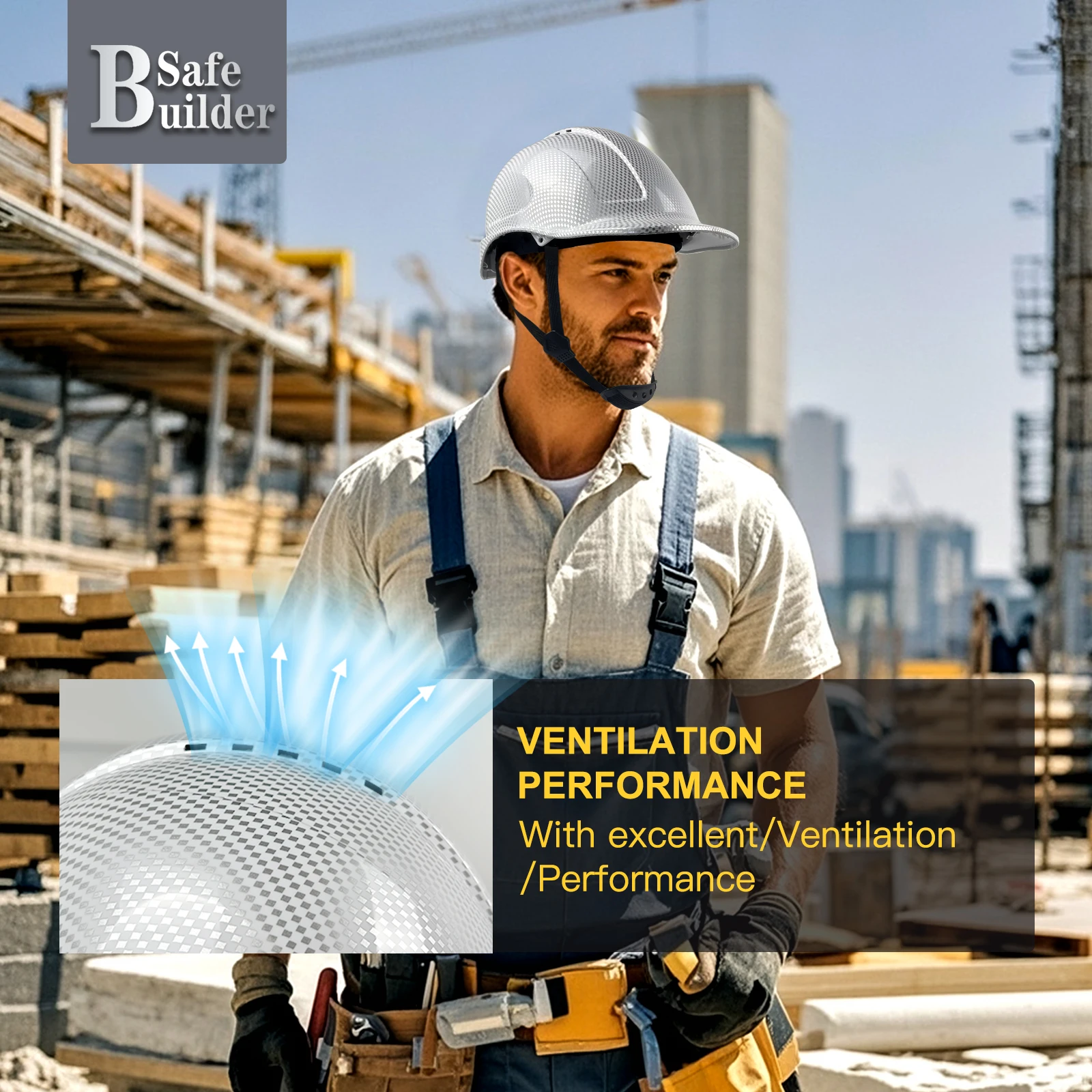 Carbon Fiber Pattern Work Safety Helmet With Vents ABS Industrial Head Protection CE EN397 Construction Hard Hat