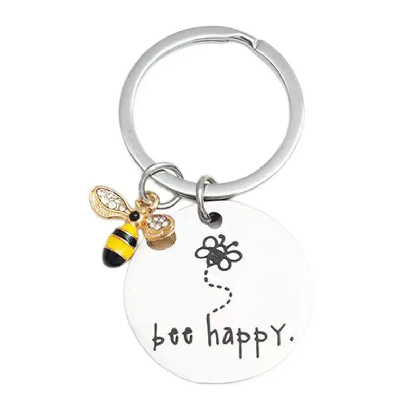 Bee Happy Keyring Bee Pendant Keychains Bee Themed Girl Toddler Shower Return Favors For Guests Girls Toddler