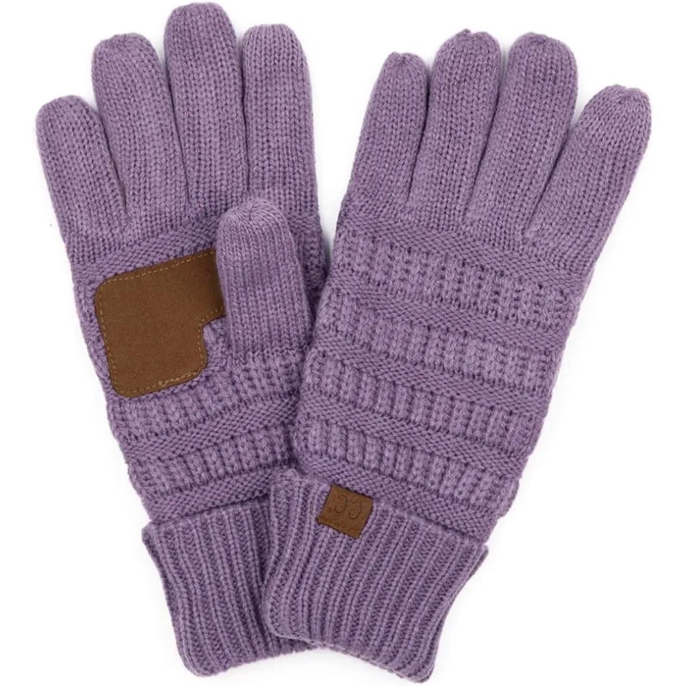 Damski zimowy zestaw: dziergana czapka, szalik i rękawiczki - prążkowana czapka beanie, szalik typu infinity i ciepłe mitenki na zimne dni