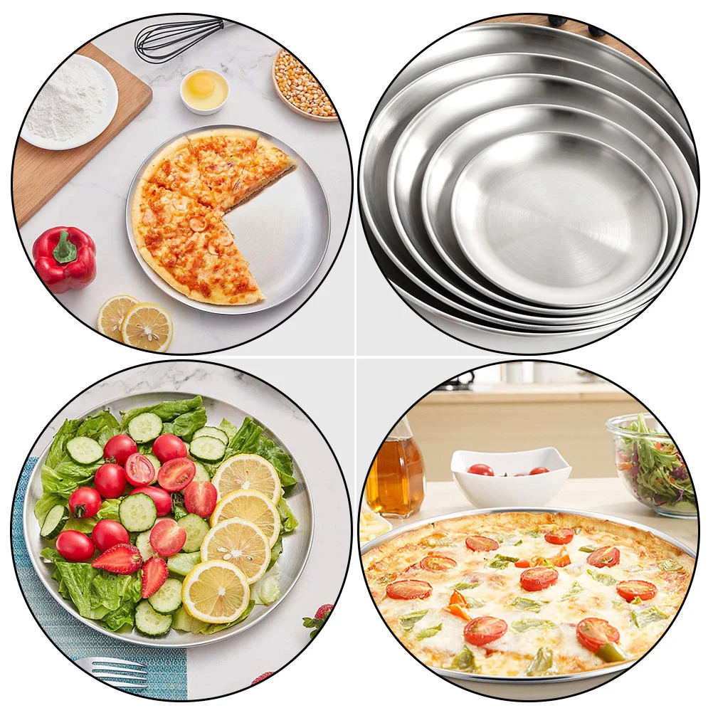 Pizza Plate Serving Tray Dessert Food Storage Trays Baking Pan Restaurant Use Round Shape Dish Roasting Kitchen