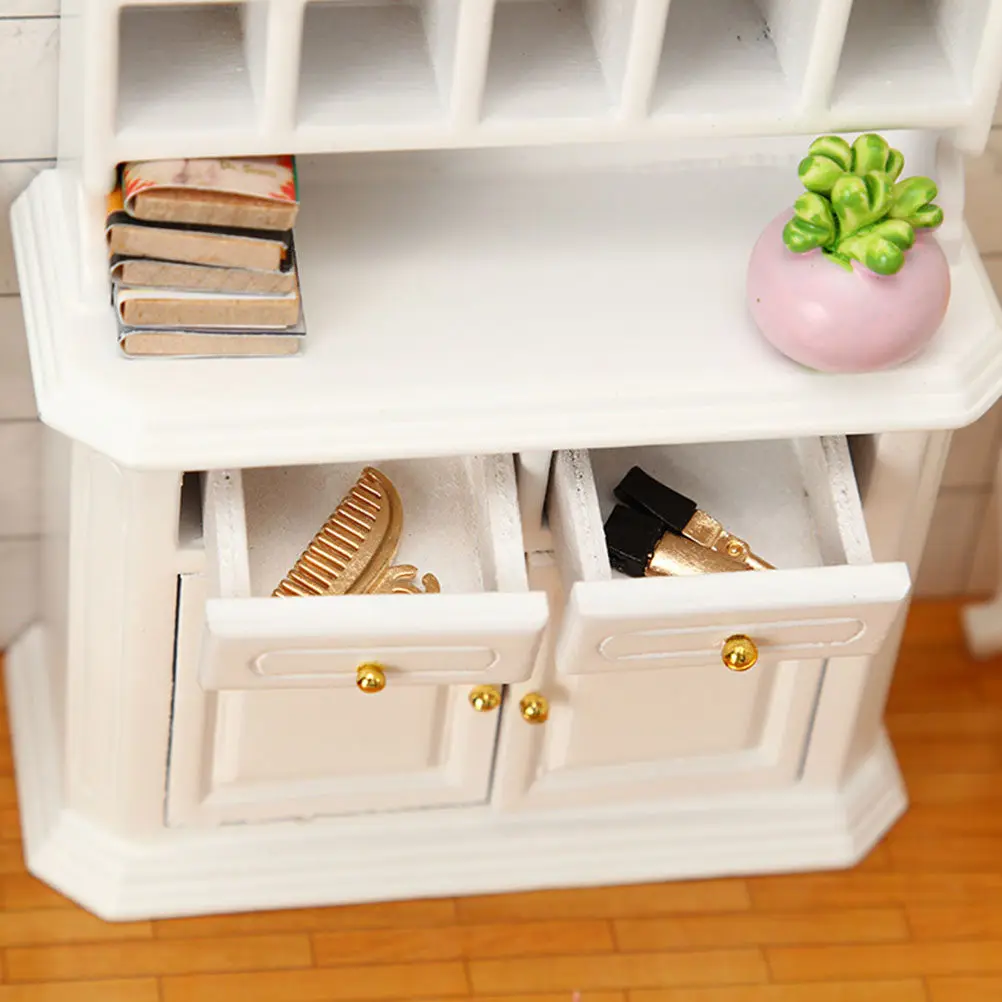 

1Pcs Mini Storage Cabinet Wooden Display Ornament Miniature Small House Decoration Adorable Mini Wood Cabinet Small Furniture