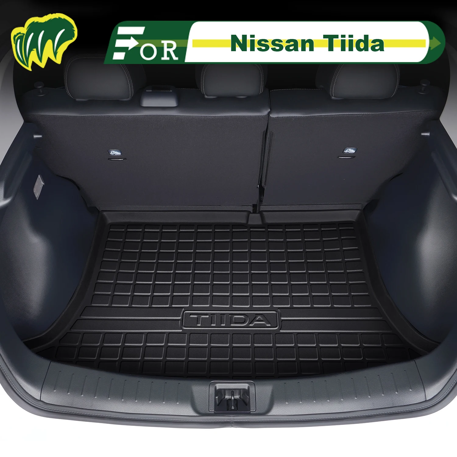

For Nissan Tiida 2011-2025 TPE Custom Fit Car Trunk Mat All Season Cargo Mat 3D Shaped Trunk Liner Chair-back Protection Mat