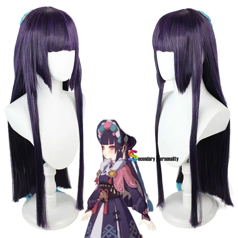 

2025 12 Genshin Impact Yunjin 75 см длинный прямой темно-фиолетовый аниме косплей парик термостойкий синтетический