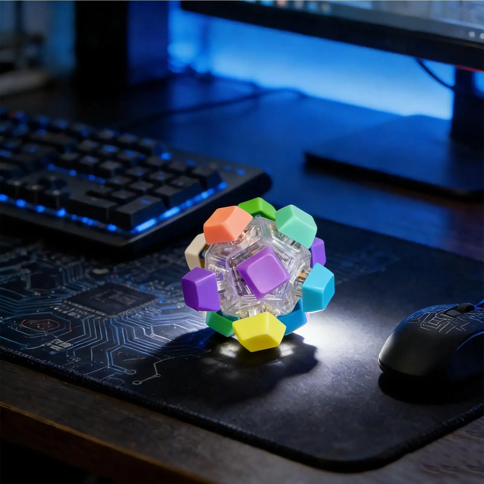 Keyboard Keychain Ball Creative Stress Reliever 12 Key Flashing Light Stress Relieving Keyboard Ball Fingertip Pressing Gift Toy