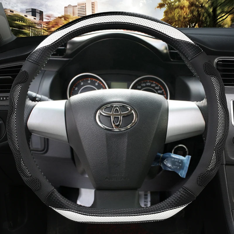 D Shape Car Steering Wheel Cover Leather For Toyota Corolla 2011-2013 RAV4 2011 2012 Wish AE10 AE20 2003~2017 Auto Accessories