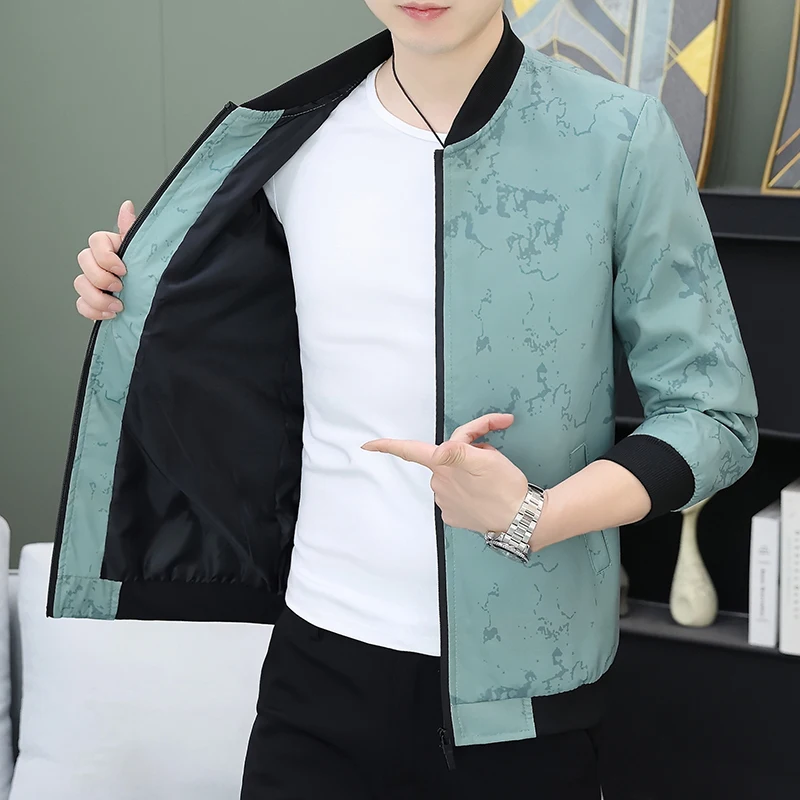 

Модная мужская куртка 2025: Новинка, стильный принт с буквами, воротник-стойка, универсальная повседневная верхняя одежда для весны и осени, модное пальто