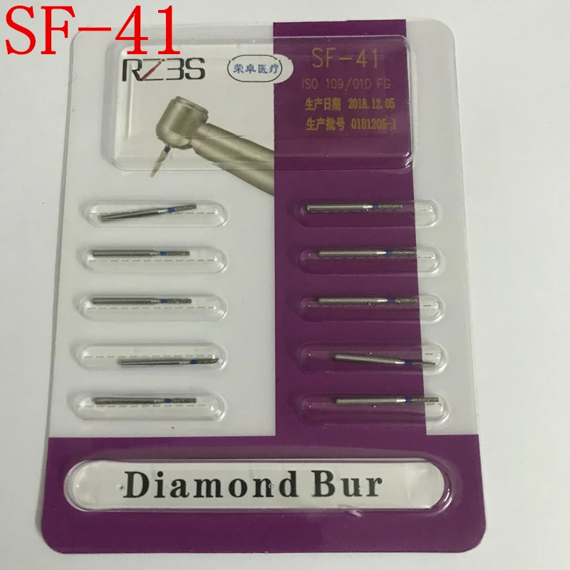 10 x 10pcs/pack Dental Diamond Burs Dentist Burs SF Series for High Speed Handpiece Diamond Dentist Grinding Tool Grinder SF-11