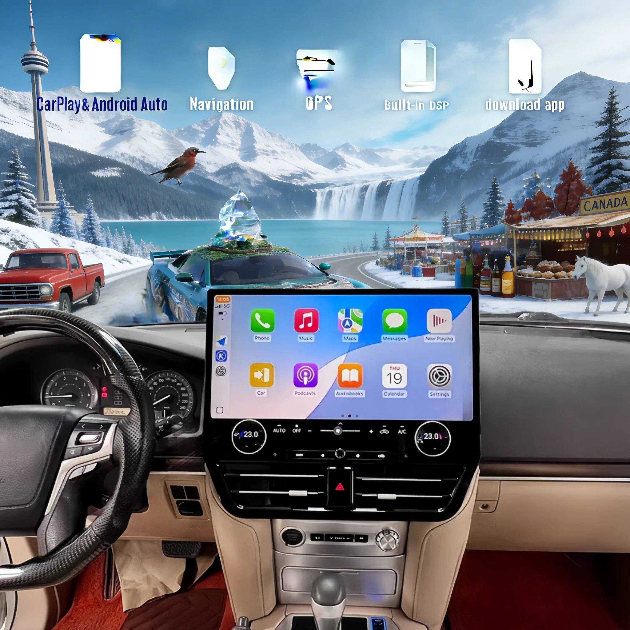 

Автомагнитола X 19.8" с Carplay и Android 14 для Toyota Land Cruiser J200 LC200 2008-2021: Мультимедийный GPS-плеер с экраном