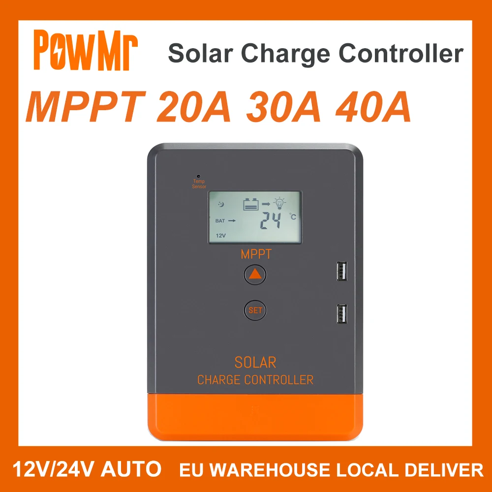 20A 30A 40A MPPT Solar Charge Controller 12V 24V Auto LCD Display Solar Regulator Fit for AGM Gel Flooded and Lithium Batteries