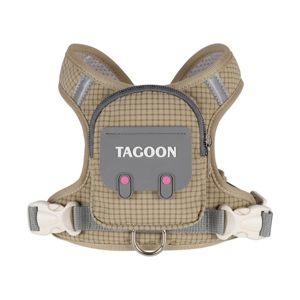 Picture 3: Adjustable Dog Backpack Harness with Reflective Strip Breathable Pet Walking Harness Plaid Puppy Chest Vest