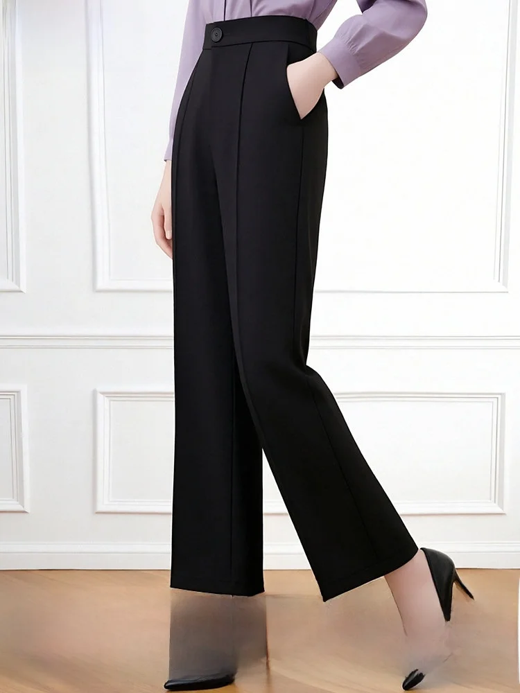 

Black Suit Pants Women's Spring Drapey High Waist Simple Slim Straight Loose Professional Casual Trousers FX．＆Mongyi