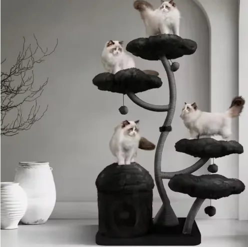 

Factory Direct 2026 Top RatedWood Flower Cat Tree Tower, Modern Climbing Tree, Furniture, Luxury Apartment, Large Flower