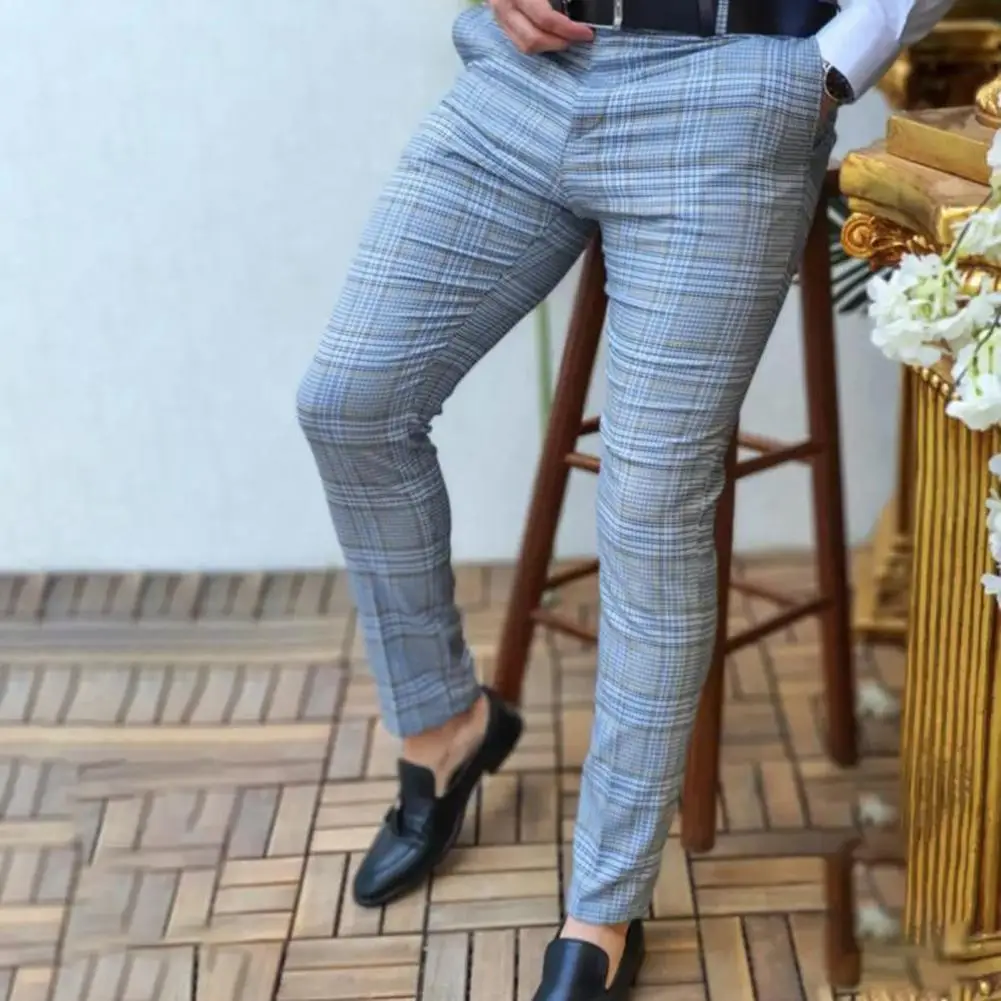 

Men Business Pants Straight Slim Fit Young Style Close-fitting All Match Formal Zipper Men Business Pants Daily Clothes