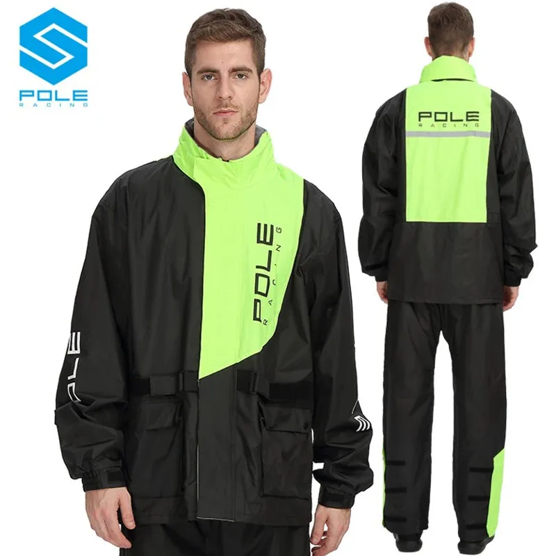 POLE Unisex Motorcycle Raincoat Split Suit - Heavy Rainstorm Proof Jacket Pants Set, Windproof Wear-Resistant Reusable Rain Gear