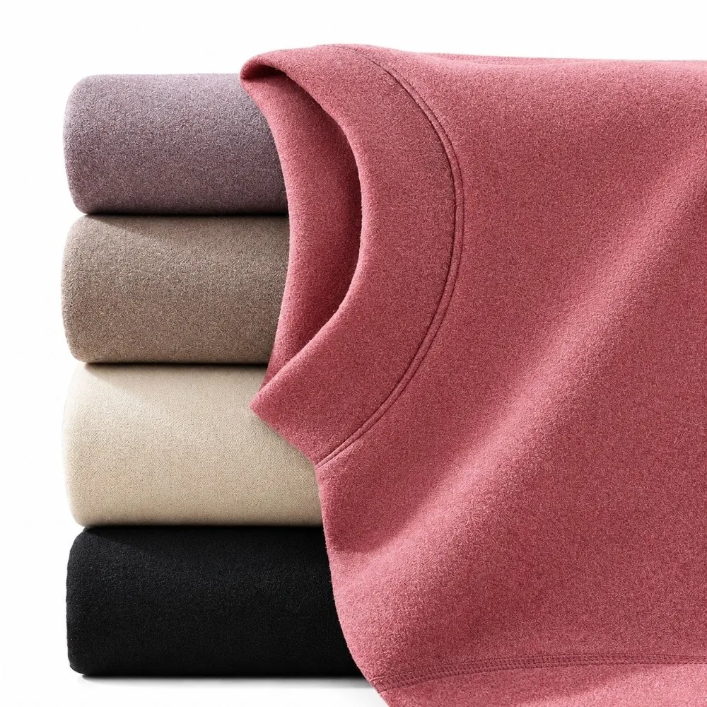 Soft Touch Ultra Thick Thermal Underwear Long Sleeve Lamb Fleece Warm Underwear Half High Collar Thermal Suit Women