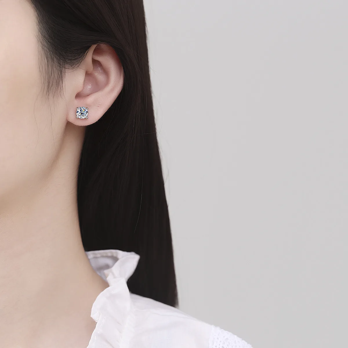 JH 0.5CT 1CT S925 فضة مويسانيتي وأقراط للنساء الرجال مشرقة الأذن مجوهرات D VVS1 غرامة مجوهرات مختبر الماس #2