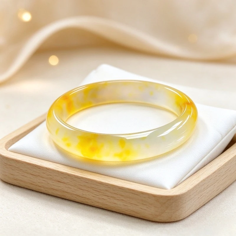 Exquisite Personalized High Ice Floral Flat Strip Light Yellow Bracelet