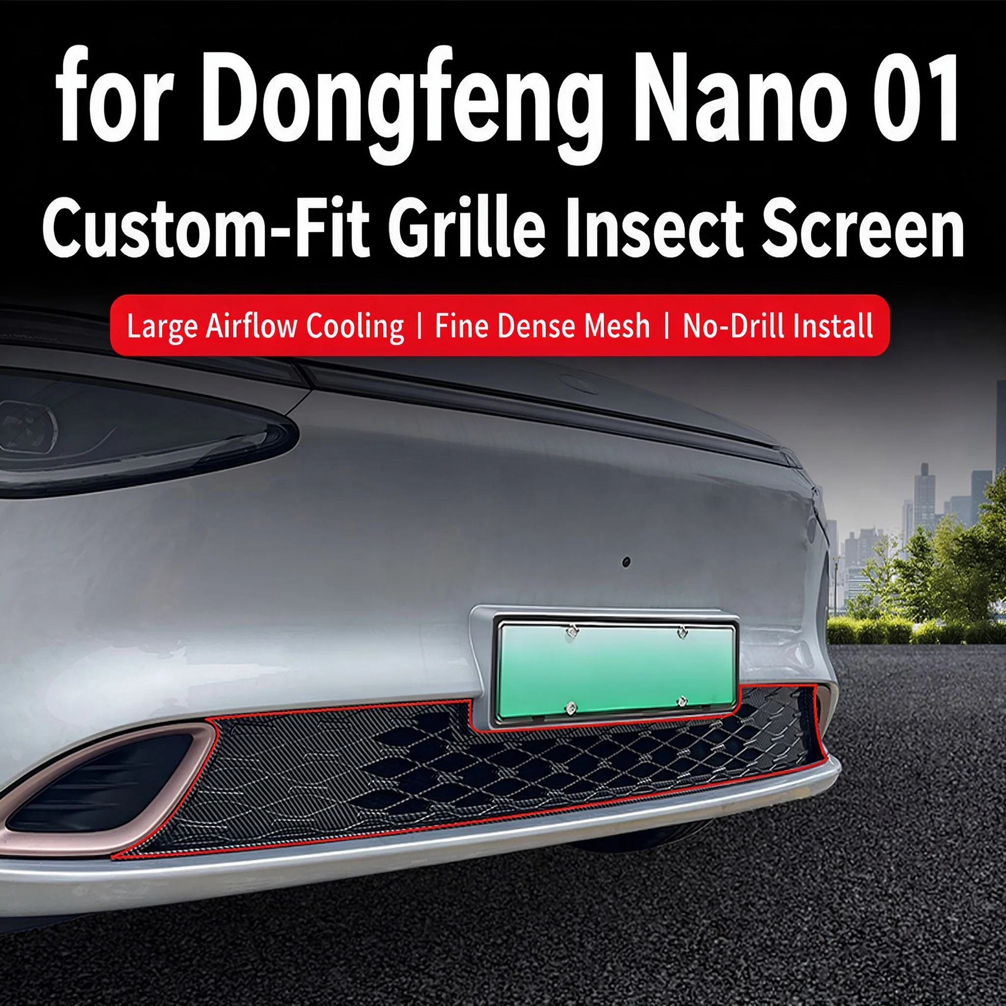 For Dongfeng Nano 01 2024 Lower Grille Insect Mesh, Integrated Welding Bright/Matte Black Radiator Net Car Accessories