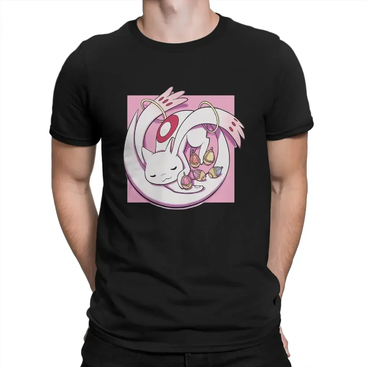 Sleepy Kyubey Unique TShirt Puella Magi Madoka Magica Anime Casual T Shirt Hot Sale Stuff For Men Women