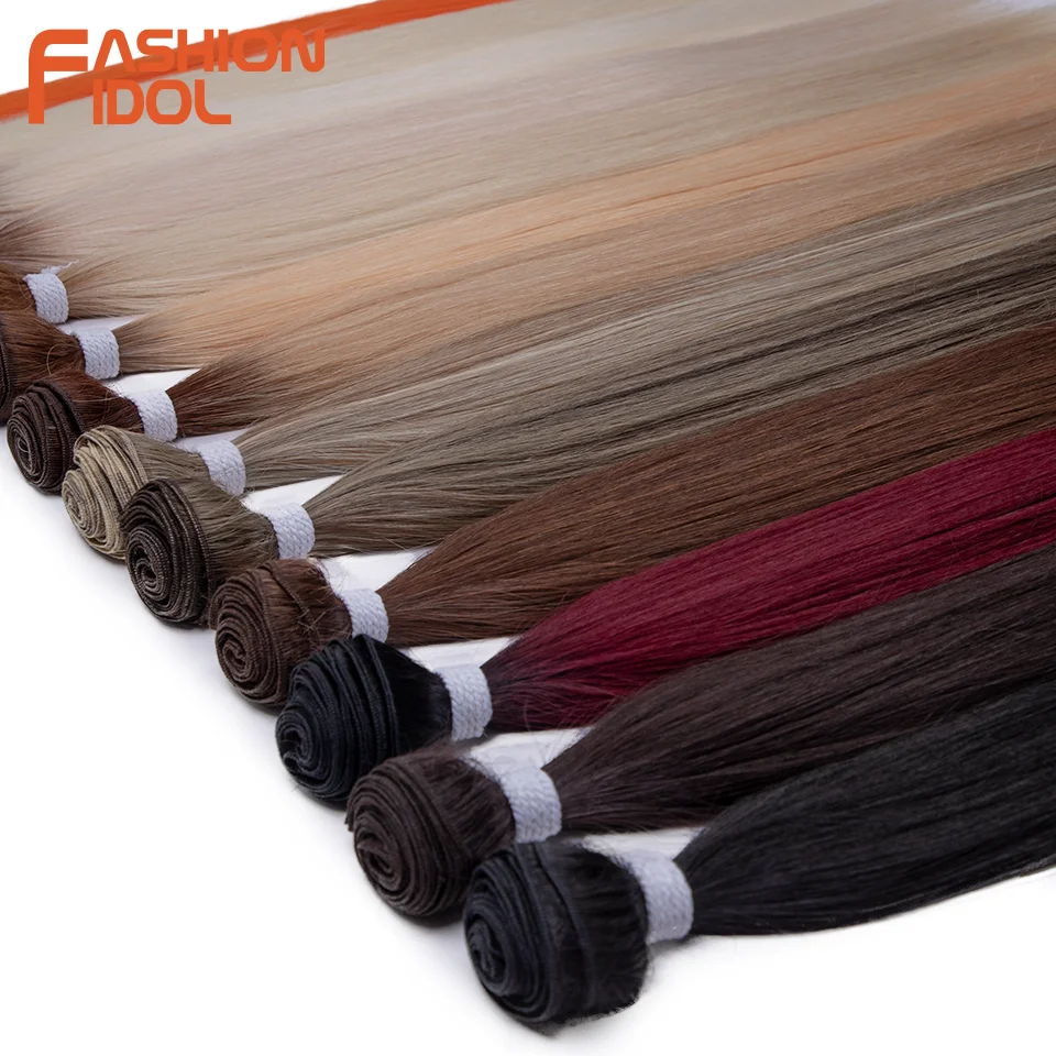 Yaki Straight Hair Extension Salon natürliche synthetische Haar bündel bunte Hoch temperatur faser Ombre blonde Kunst haar