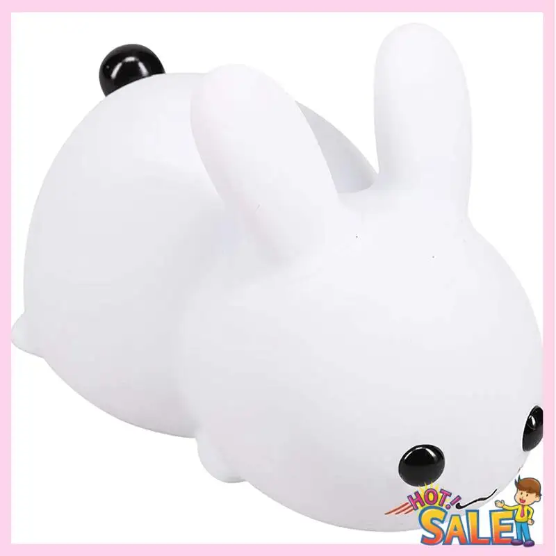 

Kawaii Bunny Night Light Forkids, 7-Color USB Rechargeable Silicone Lamp, Ideal Easter Gift Ideal Gift