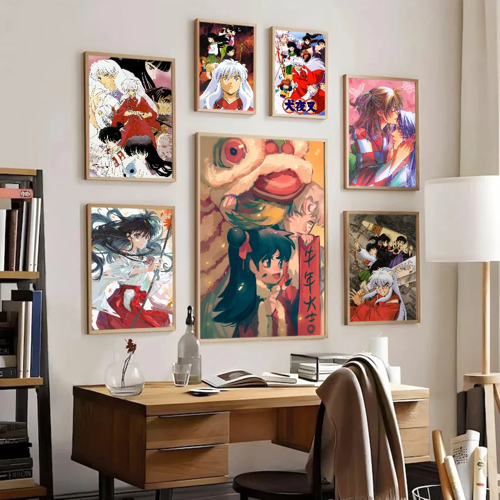 

Inuyasha Whitepaper Poster Fancy Wall Sticker For Living Room Bar Decoration Aesthetic Art Wall Painting