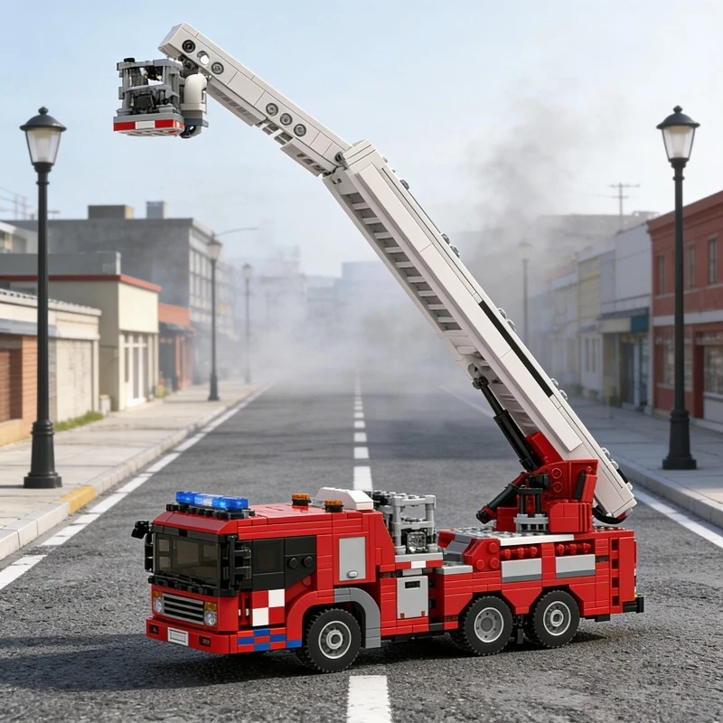864PCS Modular Fire Truck Building Kit - DIY Technical Model for Teens & Adults Gift