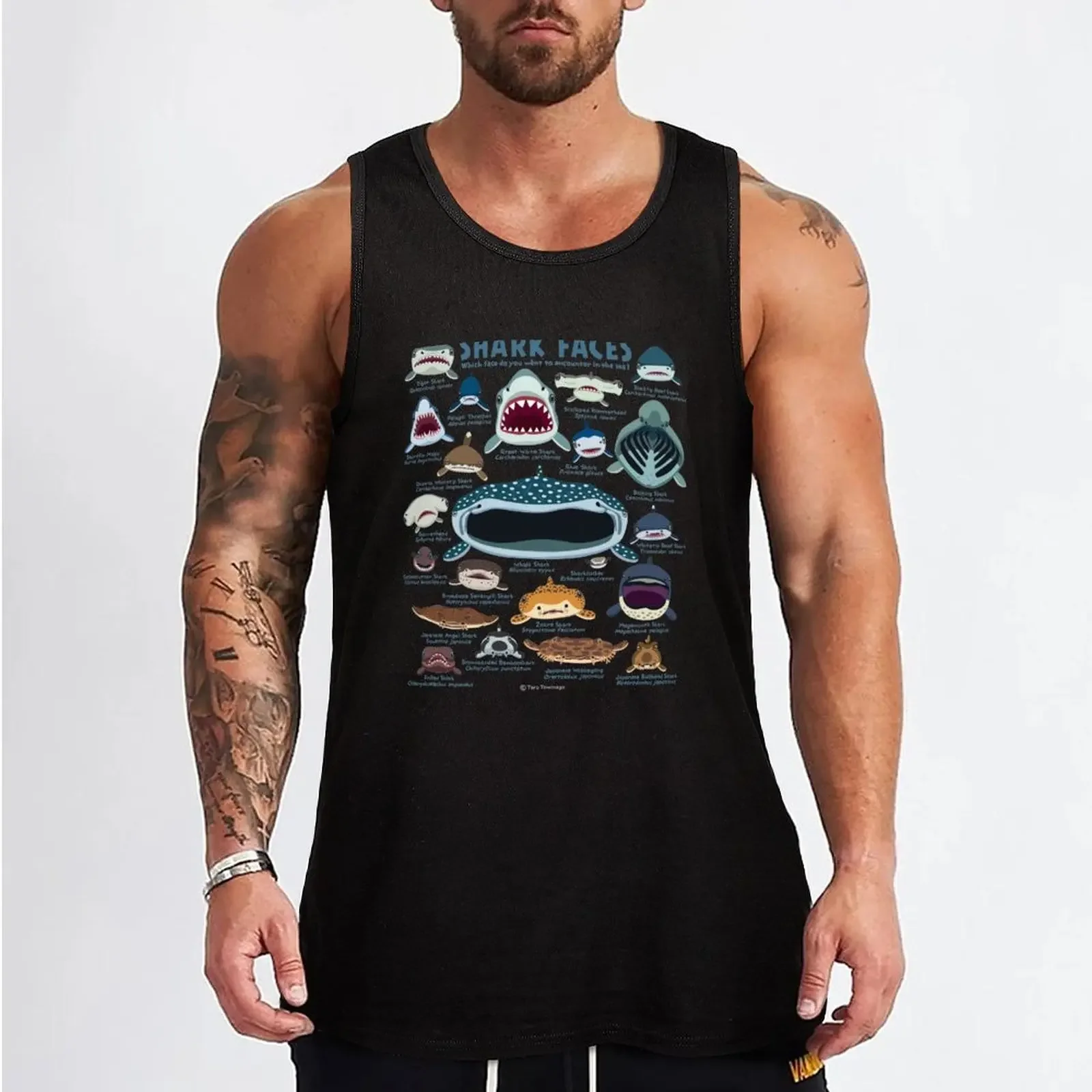 New Shark Faces Tank Top gym for men summer sleeveless Men's t-shirts