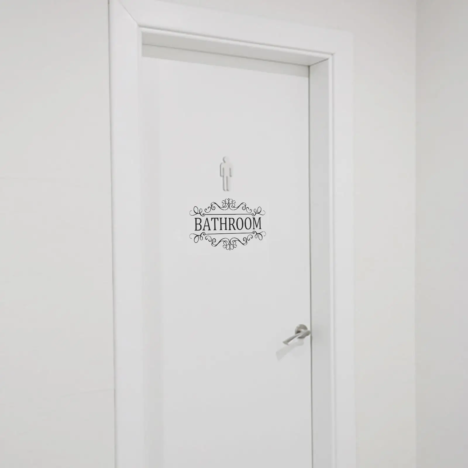 Bathroom Decorative Stickers Waterproof Removable Black Child Restroom Business Door Signs Wall Decor Easy Clean Clear Visible