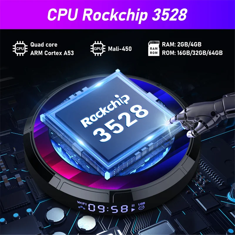 حار Android TV Box RK3528 Android Box 2.4G/5.8G WiFi6 BT5.0 4K مجموعة الفيديو أعلى TV Box فك تشفير وتشغيل 8K 24Fps