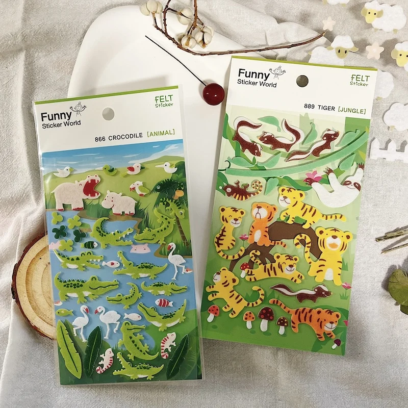 الكورية مضحك ورأى الحيوان ملصقات الغزلان القرد الأسد سوان الجمالية المجلات الحرفية لوازم سكرابوكينغ ملصقات النسيج #3