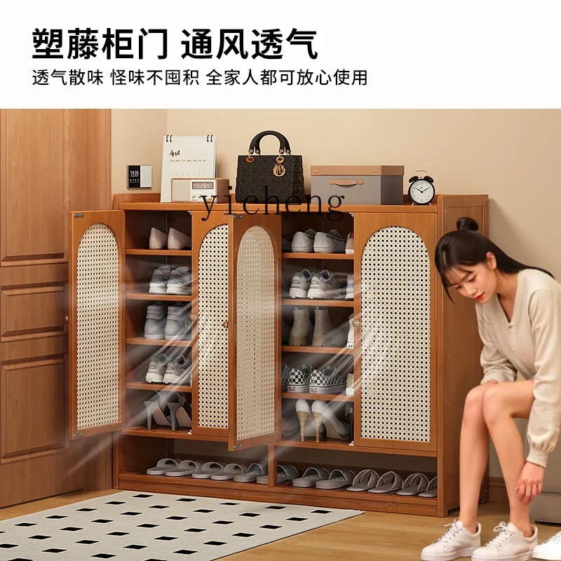 t-20  Shoe Cabinet Home Door Corridor Strong and Durable Shelf Floor to Floor with Door