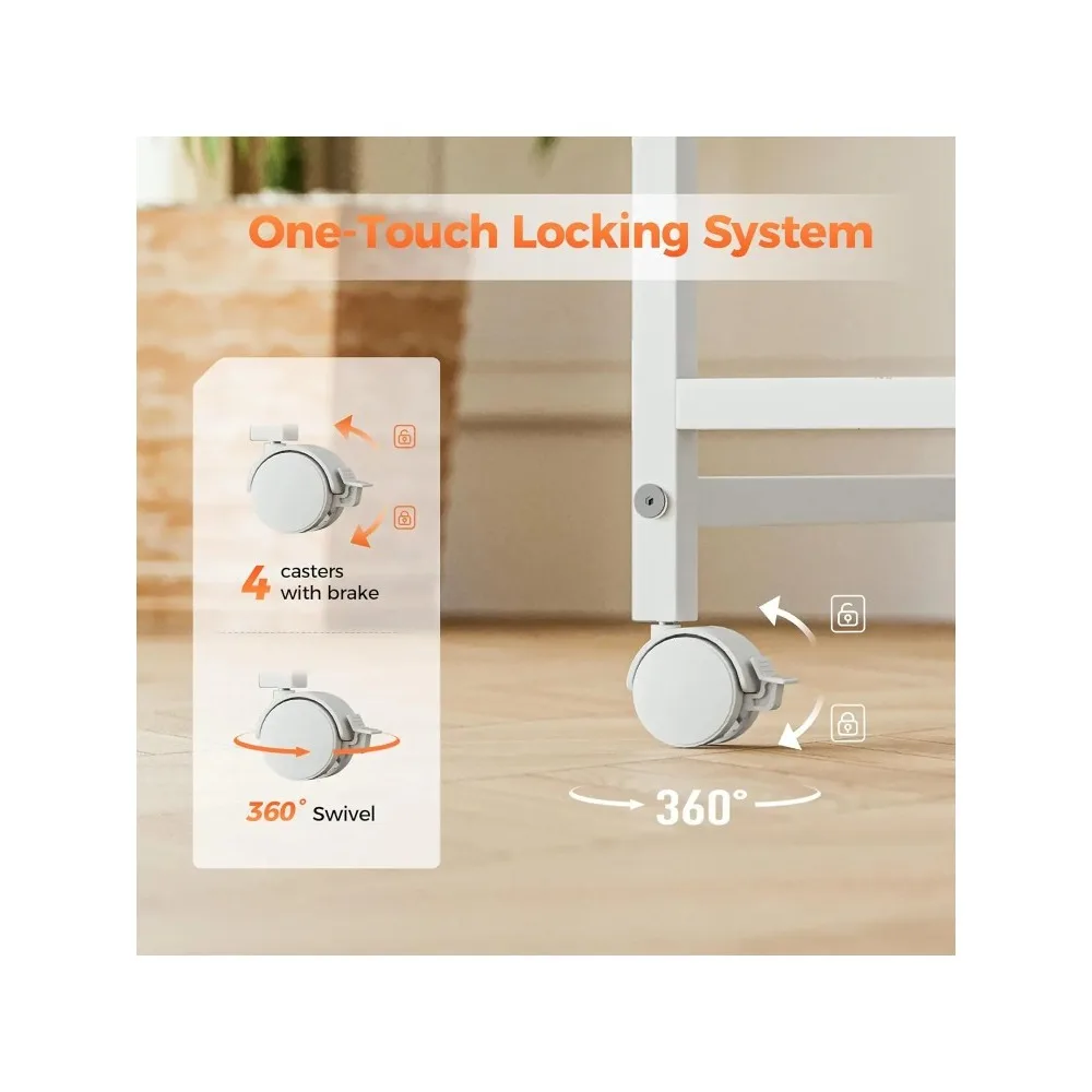 Compact Rolling Gaming Desk with Wheels for Home Office, Modern Style Small Space Computer Table for Study and Writing