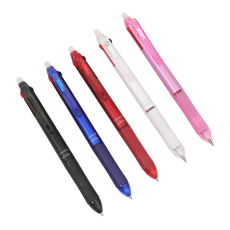 5 Colors 3 In 1 Erasable Gel Pen 0.7mm Red Blue Black Magic Ink School Office Multi Functional Kawaii Writing Stationery