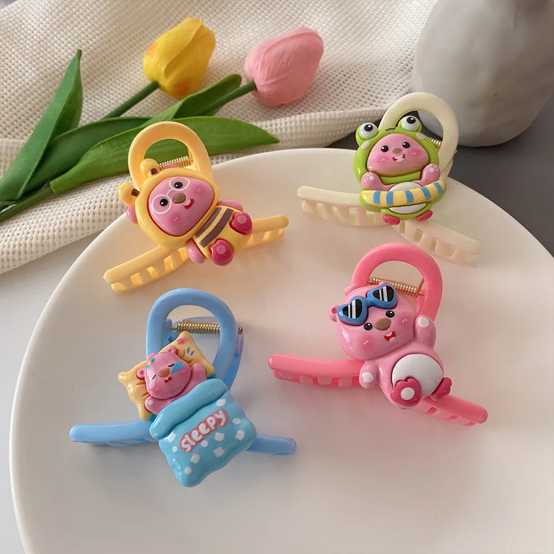 2024 New Loopy Hair Clip Colorful Kawaii Cartoon Wash Face Makeup Hair Grip Cute Hair Accessory Girl for Gifts