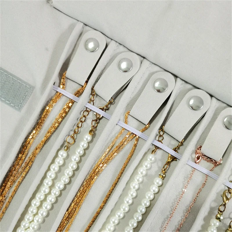 

Travel Convenient Case for Business Exhibition Grey Fabric jewelry storage bag Upgrade anti-tangle necklace collection bag