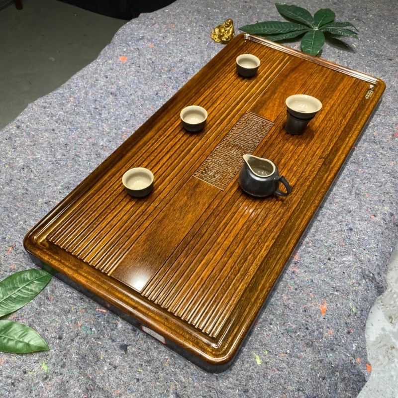 Aokan solid wood tea tray modern tea consolidation board log 90*45*5 Chinese bakelite stripe simple tea making.