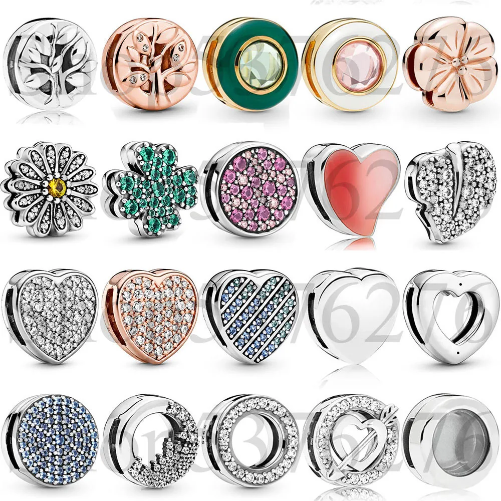 925 Sterling Silver Bead Reflexions Flower Leaf Icicles Clip Charm Fit Fashion Women Reflexions Series Bracelet Gift DIY Jewelry