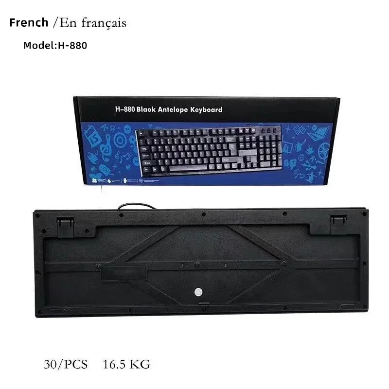 USB Wired Office Special Keyboard for French English Arabic Layout 108 Keys Water Proof Full Size Desktop Computer PC Keyboard