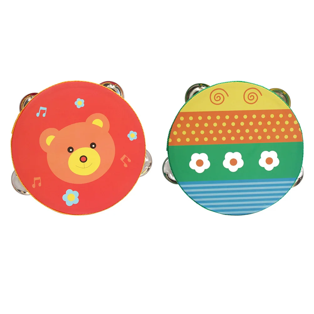 Dziecięcy Tamburyn H Drum 10 CM Zabawki Edukacyjne Instrument Bambusowy Wzór Kreskówkowy Bezpieczny Barwnik Spożywczy Koordynacja H Zabawka Muzyczna