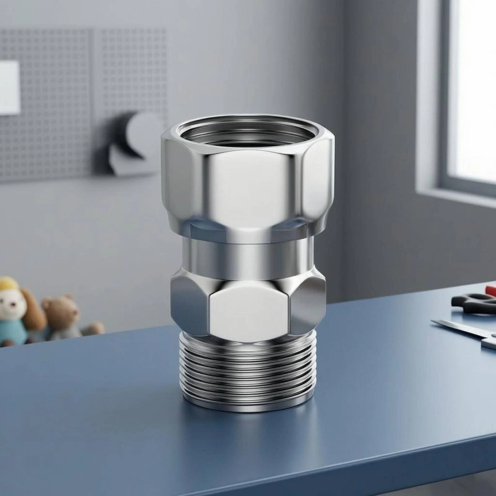 Stainless Steel Angle-Valve Extension Fitting Universal Connection Hex Body Valve Connector Plumbing Part view 2