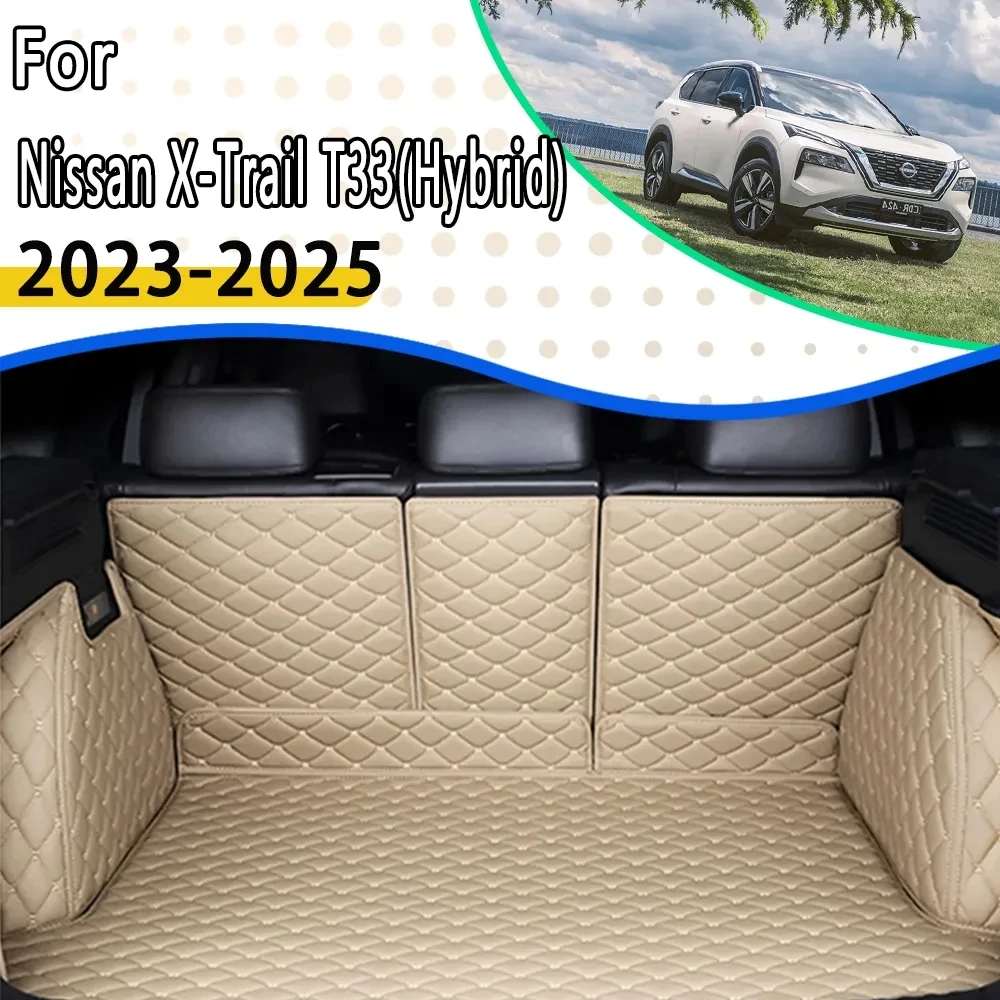 

Hybrid Car Rear Trunk Mats For Nissan X-Trail Rogue T33 2023 2024 2025 5seat Leather Pads Carpet Covers Auto Accessories