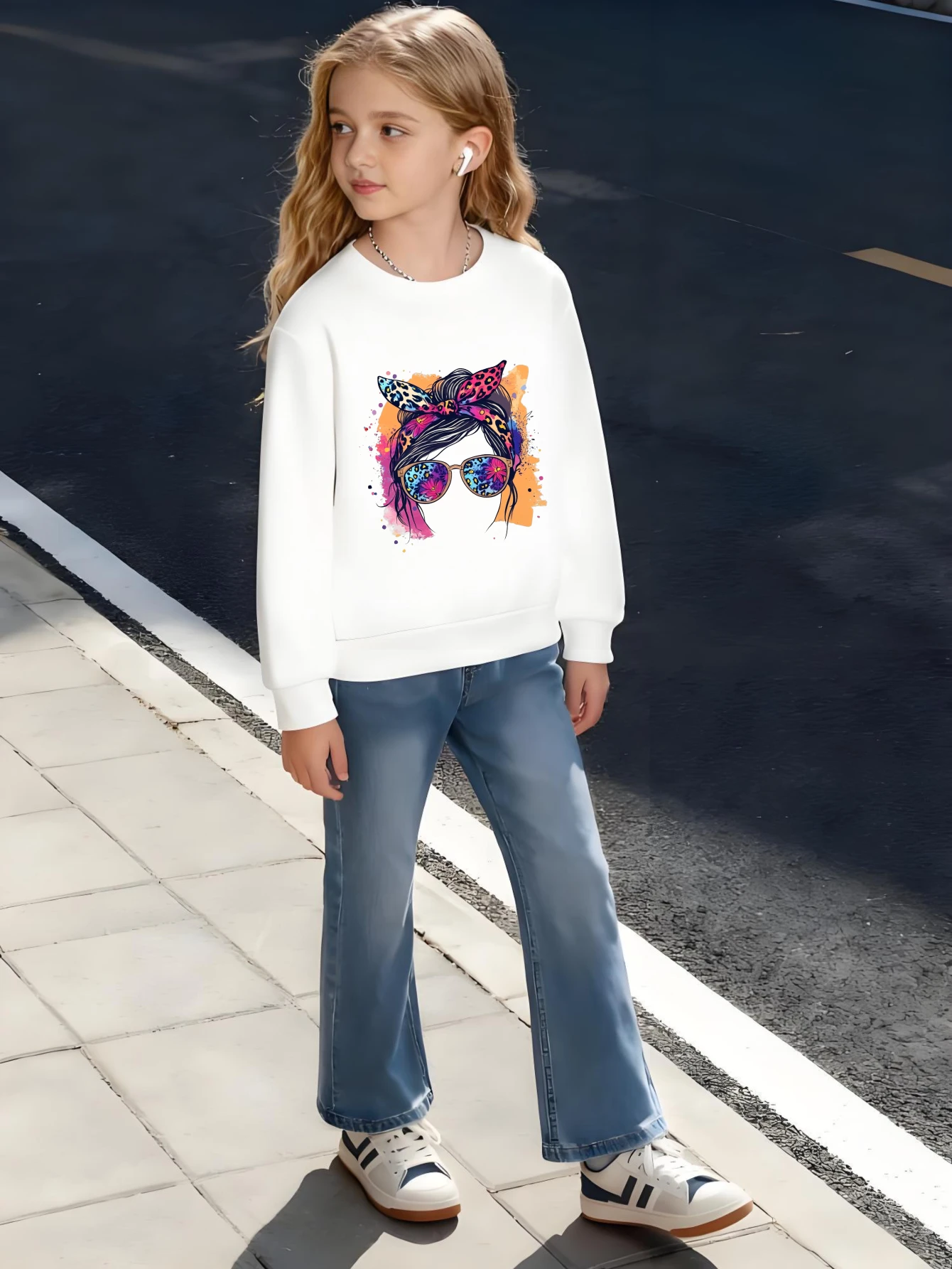 

Детский хлопковый свитшот с леопардовой повязкой на голову для девочек с эффектом брызг цвета для мальчиков и девочек, модный художественный стиль ​