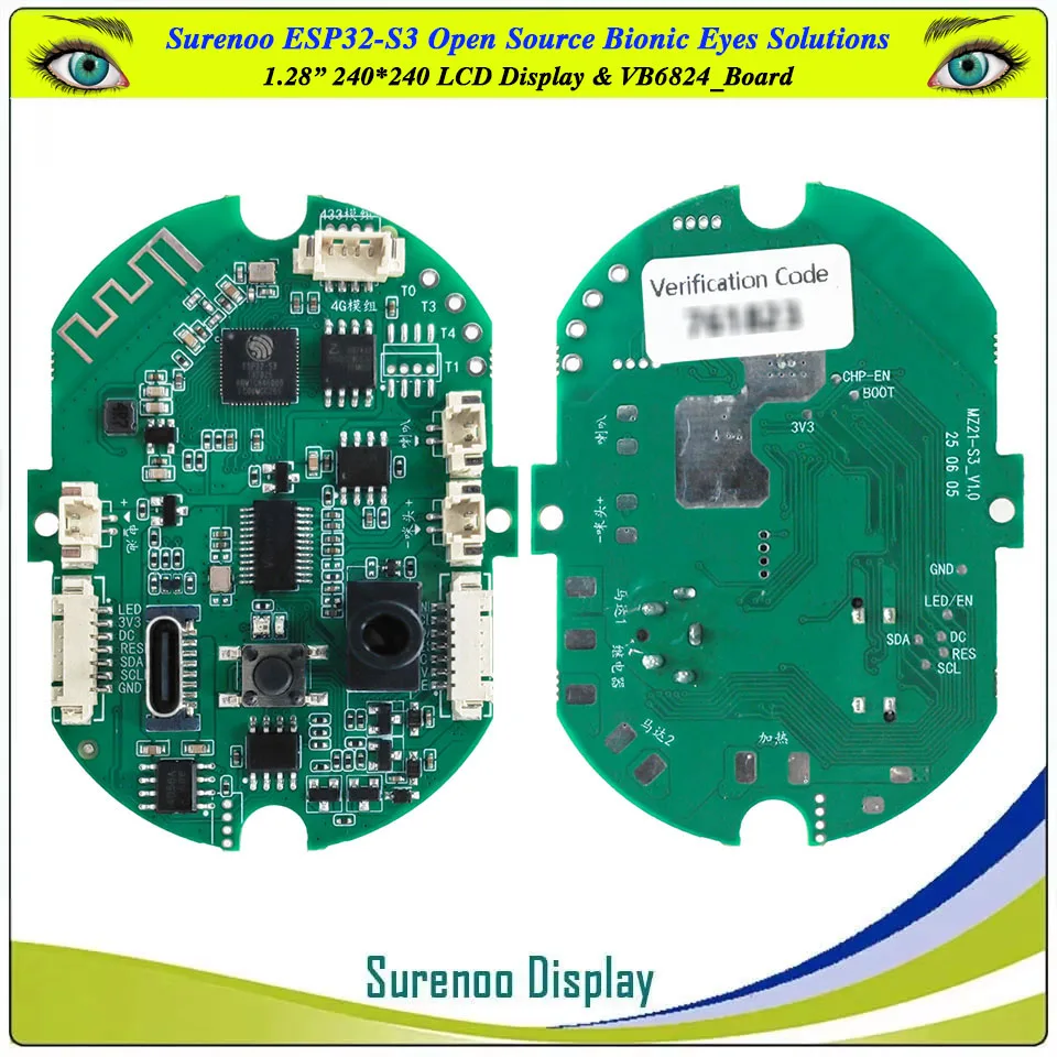 Surenoo ESP32-S3 مفتوح المصدر 1.28 "240*240 عيون بيونيك مستديرة LCD Xiaozhi AI Robert Deepseek Qwen3 WIFI بلوتوث لـ Ropet