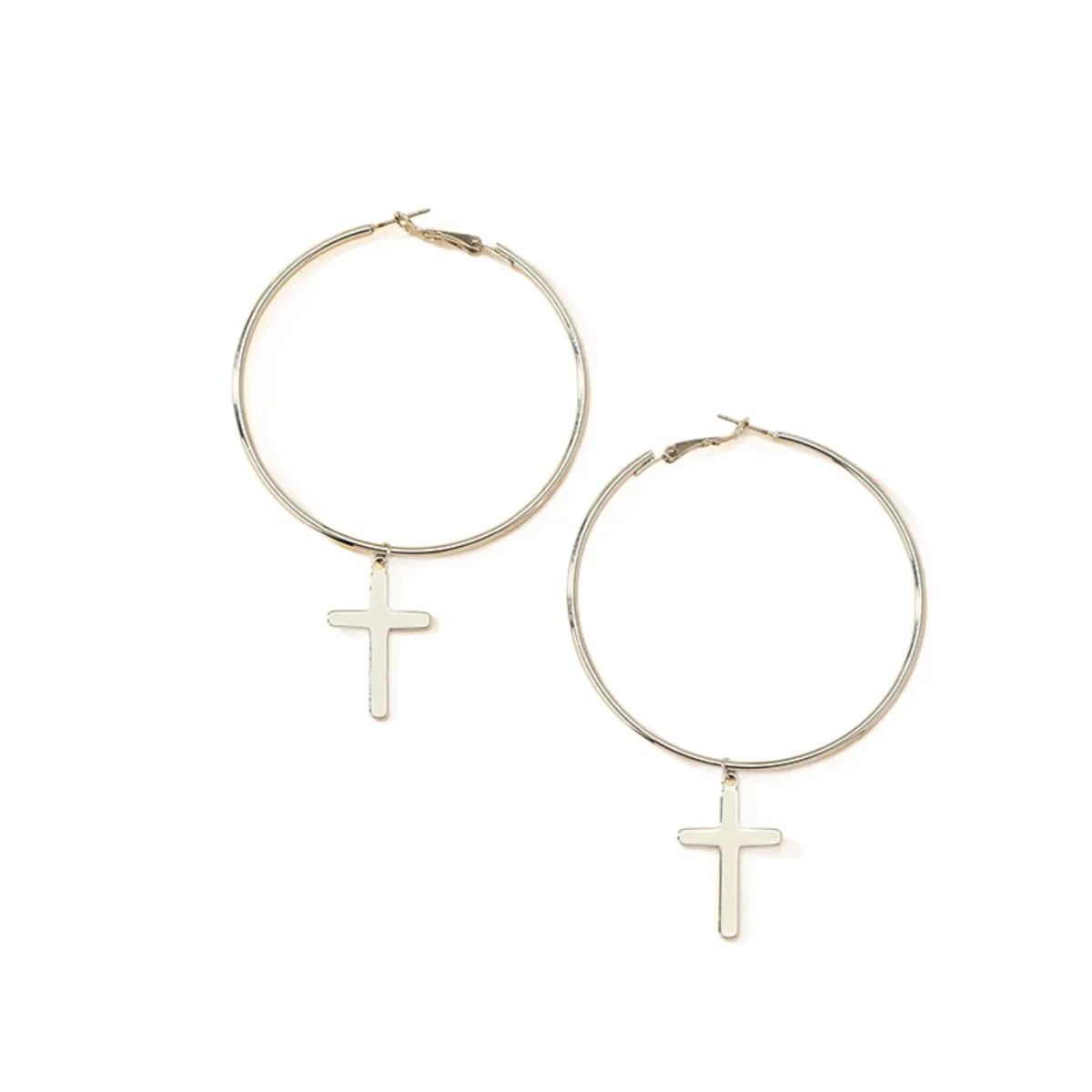925 Sterling Silver 18K Gold Plated Exquisite Cross Large Hoop Earrings for Women, Wedding Party Gift, Fashion Jewelry