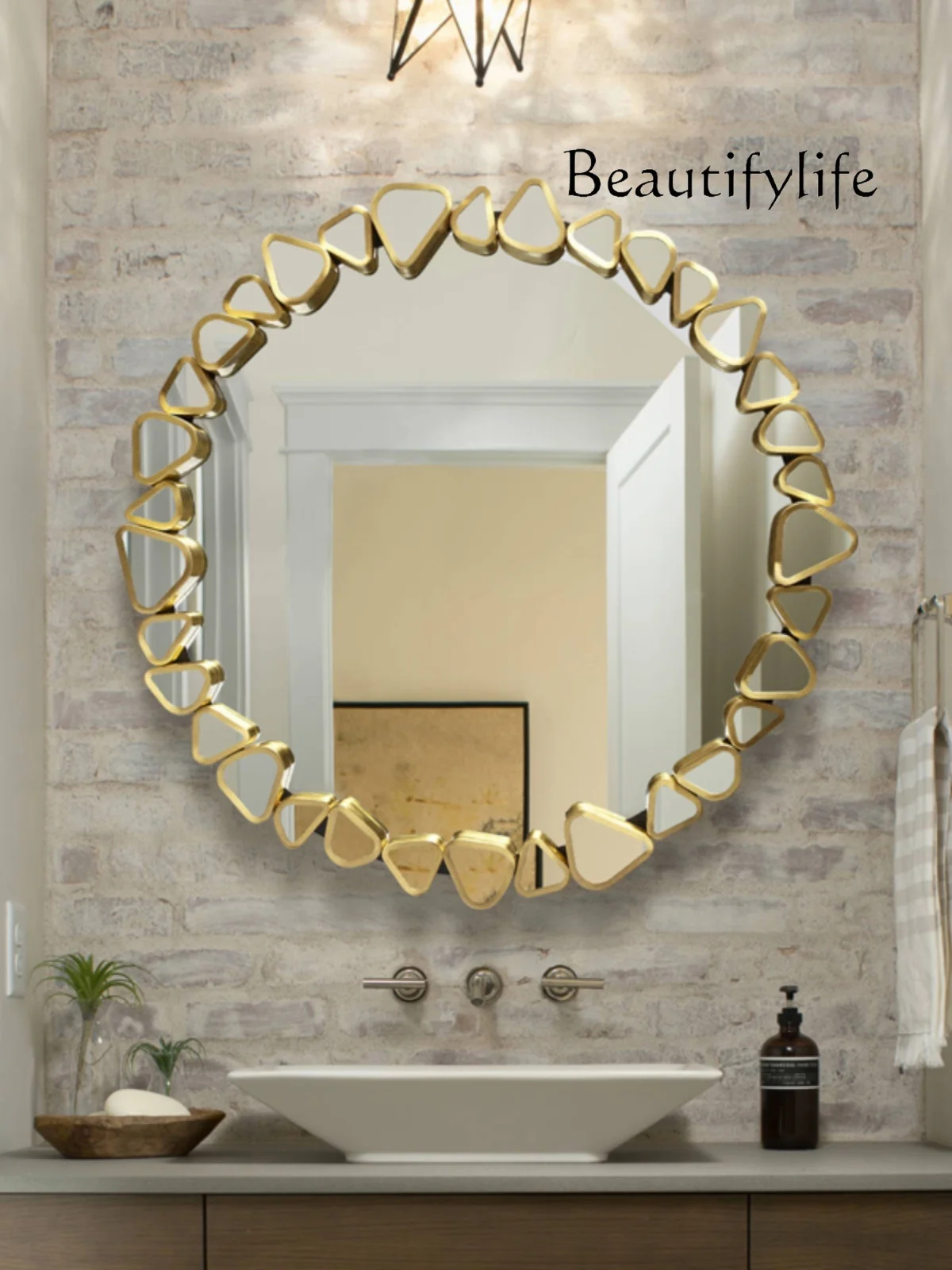 

European Style Toilet Led Mirror Washstand Wall-Hanging Mirror Toilet Bathroom Mirror Light Luxury Bathroom